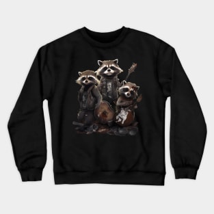 Raccoon trash metal band Crewneck Sweatshirt